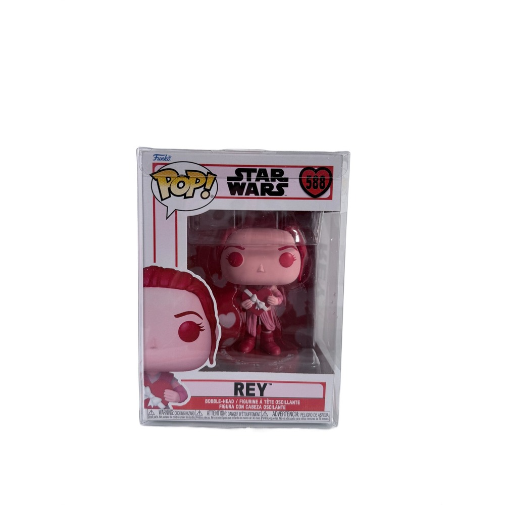 Funko Pop Star Wars Valentines Day Rey 588 Vinyl Bobble Head Pink Figure‎ New